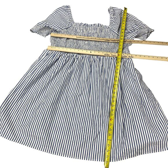 Draper James | Cam Smocked Dress in Blue White Shirting Stripe Sz 2X MSRP: $95 - Picture 7 of 16
